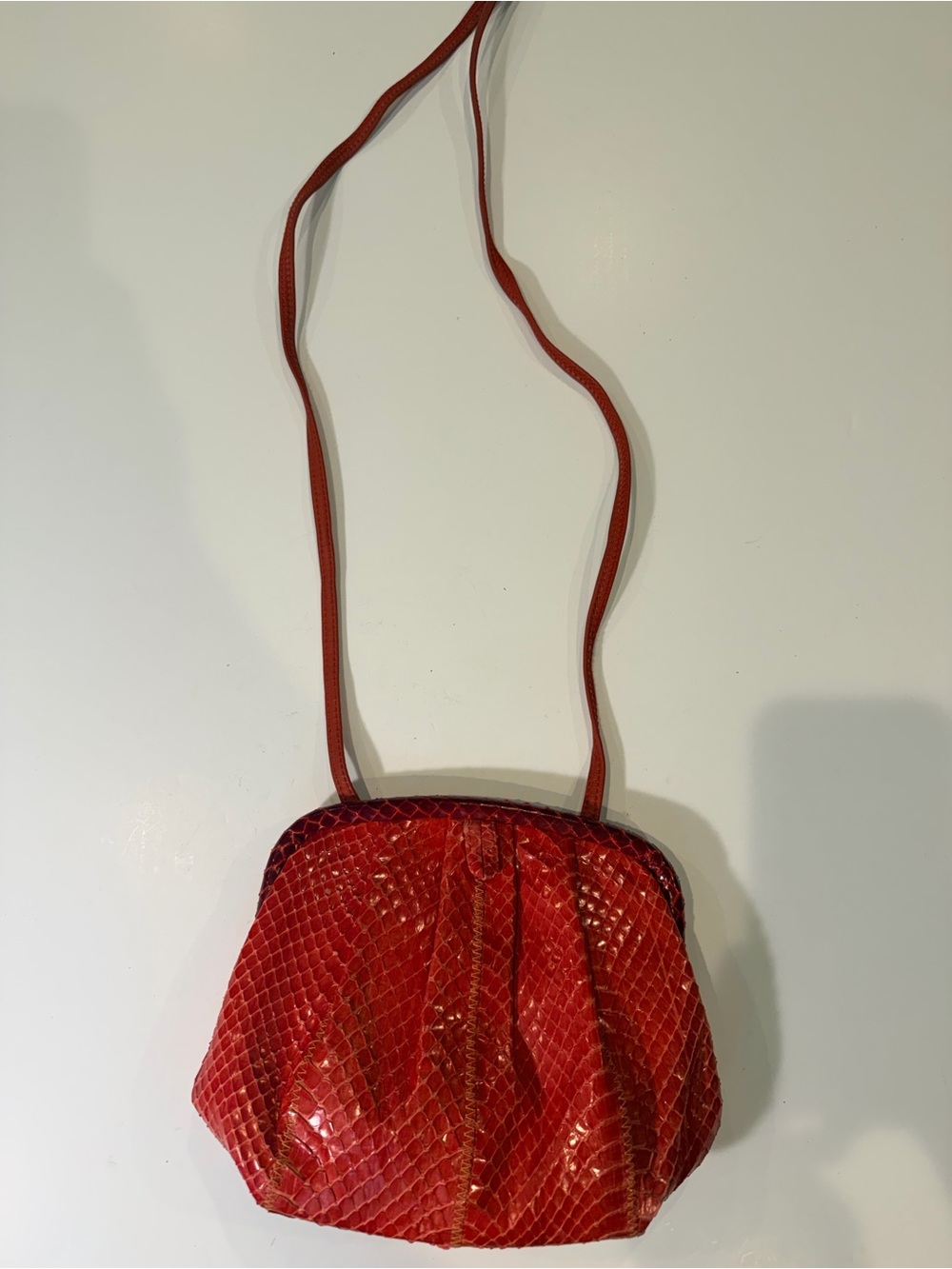 Vibrant Red Textured Crossbody Purse